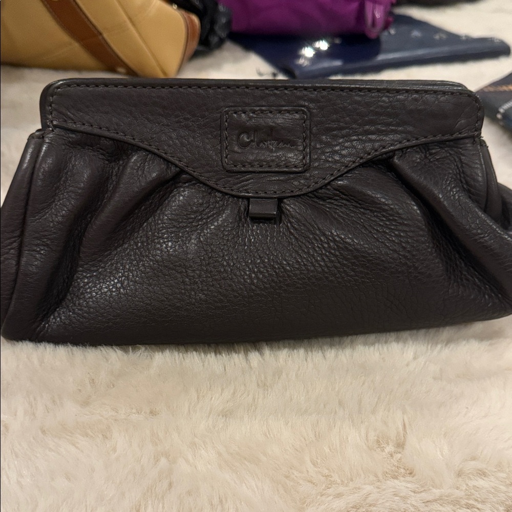 Cole Hahn Dark Brown Leather Clutch w/magnetic closure